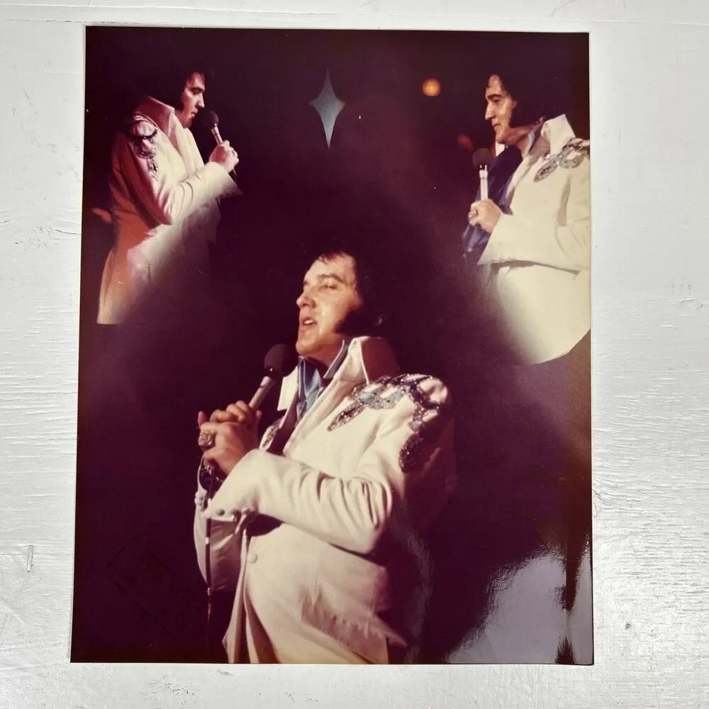 Vintage Elvis Presley Photo Lot of 10 Color Concert Photos 1970s Kodak Paper